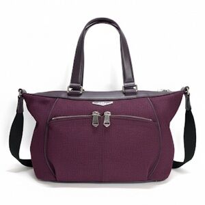 Kipling Kaon Triumphant Satchel Bag Plum Purple Leather Trim Crossbody Woven